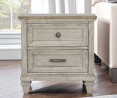 Vintage Creme Nightstand Two Drawer Storage